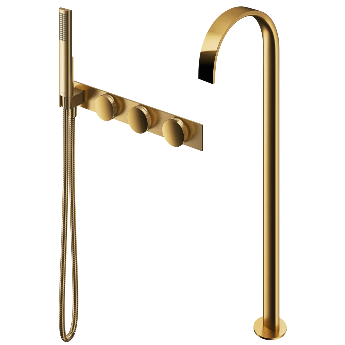 4-hole thermostatic bath mixer for concealed installation with floor-standing bath spout