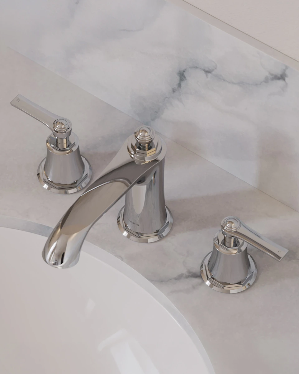 Chrome ARMANCE 3-hole basin mixer on a marble countertop