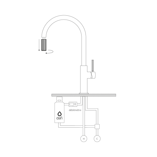 mitigeur de cuisine avec douchette extractible et ensemble de filtration