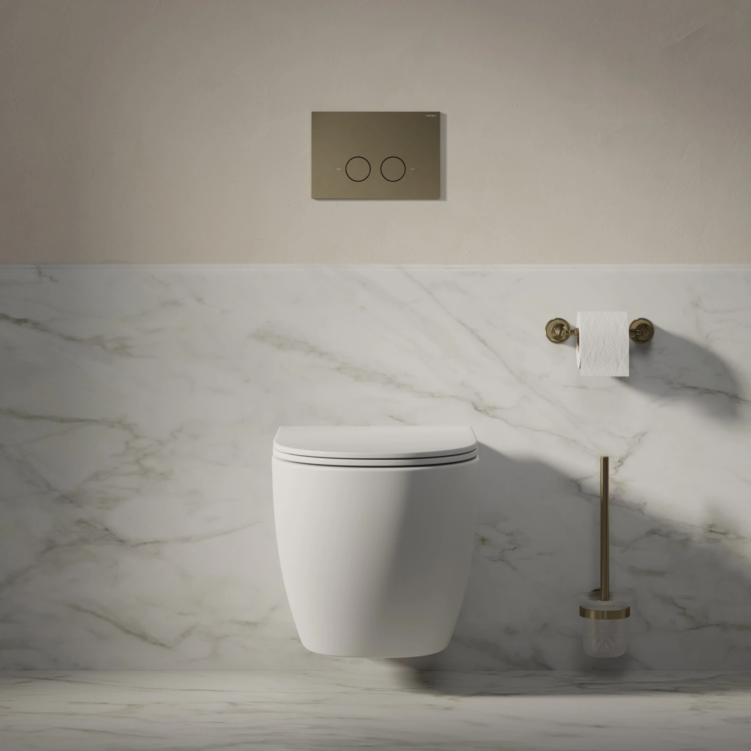 wall-mounted toilet with soft-close seat, 54 x 37 cm