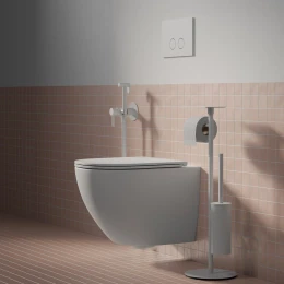 Ständer für Papier- und Toilettenbürste mit Ablage