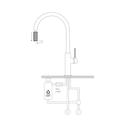 kitchen tap with pull-out spout with water filtering system